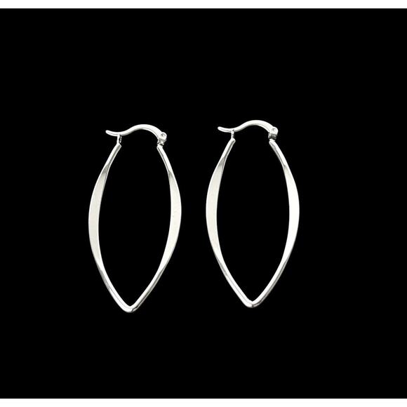 Earrings Secret Box New York White Gold Dipped Pointed Oval Drop Dangle Latch - Picture 11 of 12